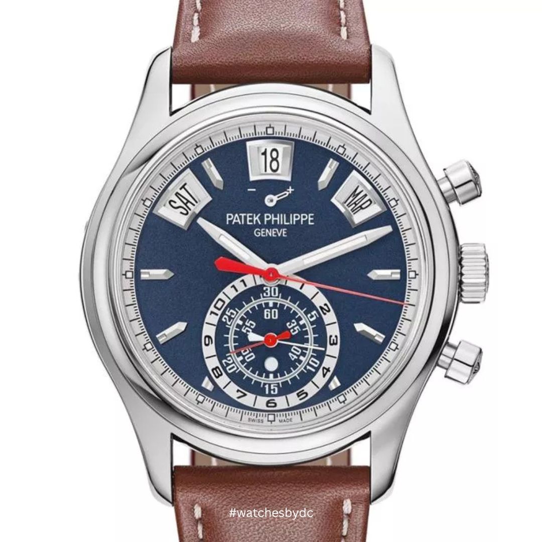 patekphilippeannualcalendarflybackchronographwhitegold405mm596001g watchesbydc