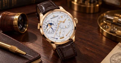 Image alt text: Jaeger-LeCoultre Duometre luxury watch showcasing its dual-barrel mechanism, independent power sources, and innovative precision watchmaking technology.