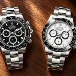 Rolex Daytona 116500LN vs. 126500LN comparison highlighting key differences in dial design, chronograph details, movement, and case finishing.