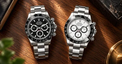 Rolex Daytona 116500LN vs. 126500LN comparison highlighting key differences in dial design, chronograph details, movement, and case finishing.