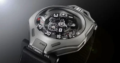 Urwerk UR-300 Time Quantum futuristic luxury watch showcasing avant-garde design, innovative mechanical engineering, and cutting-edge haute horlogerie craftsmanship.